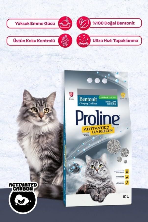 Proline Aktif Karbonlu Topaklanan Kedi Kumu 10 Lt