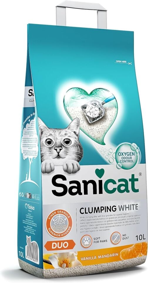Sanicat Duo Vanilya & Mandalinalı Topaklanan Kedi Kumu 10lt