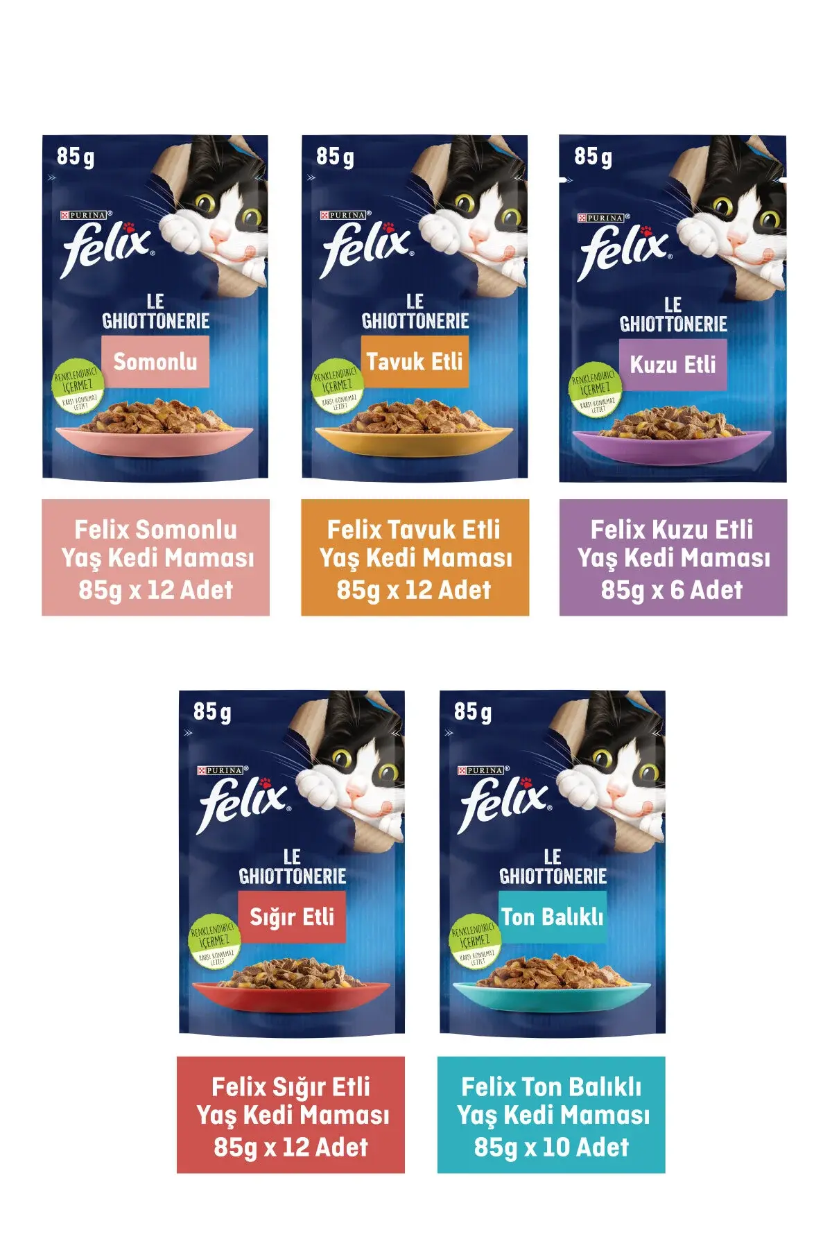 FELIX Karışık Yaş Kedi Maması 52 x 85 G