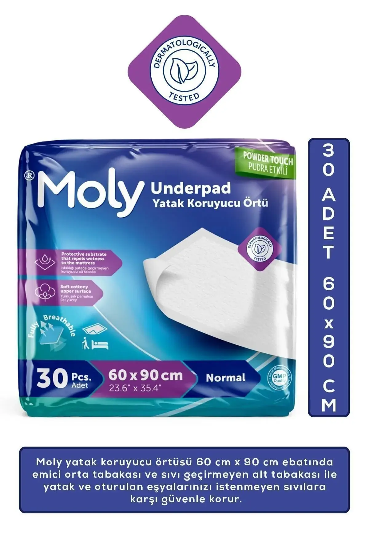 Moly Yatak Koruyucu Örtü 60x90 Cm 30'lu ÇİŞ PEDİ KEDİ KÖPEK