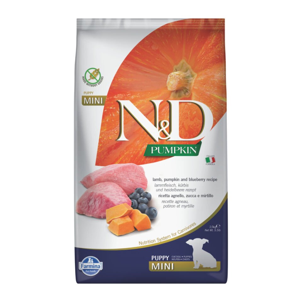 N&D Pumpkin Bal Kabaklı Kuzulu ve Yaban Mersinli Küçük Irk Tahılsız Yavru Köpek Maması 2,5kg