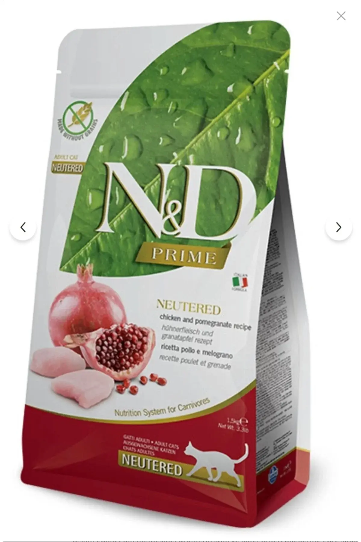 N&D Prime Tavuklu ve Narlı Tahılsız Kısırlaştırılmış Kedi Maması 5kg