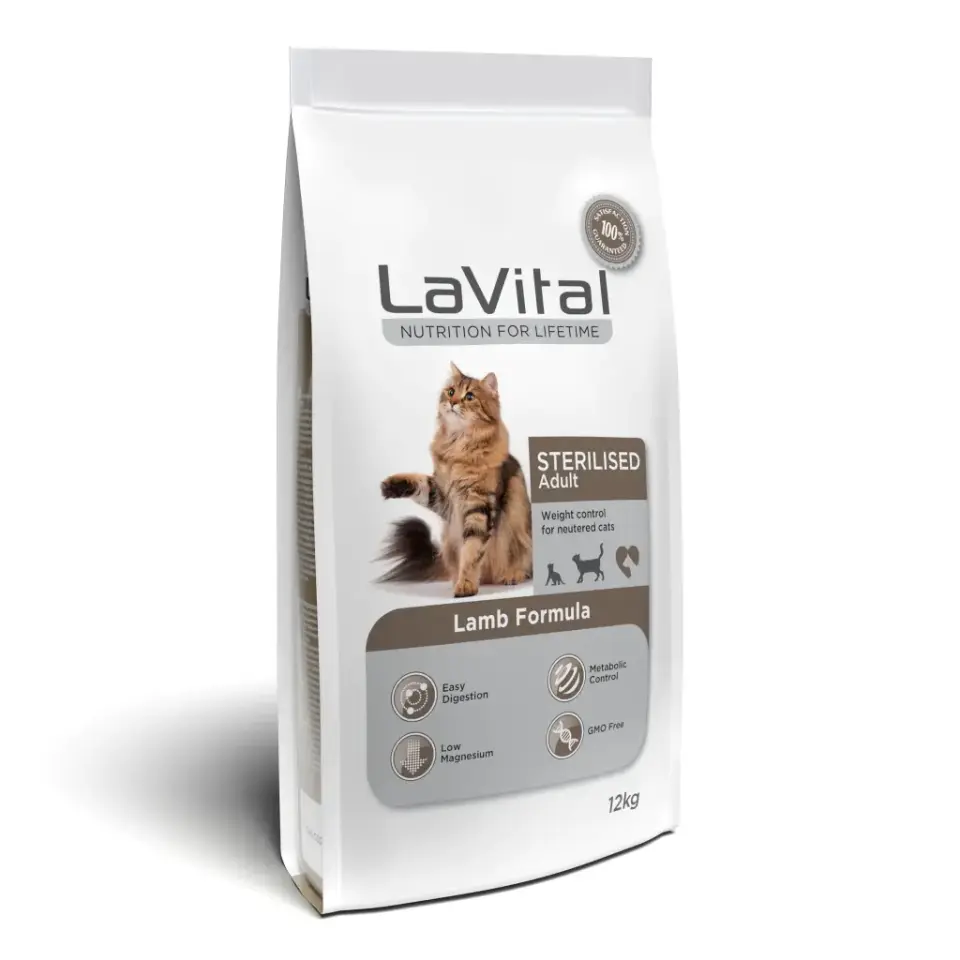 LaVital Kilo Kontrolü için Kuzulu Kısırlaştırılmış Kedi Maması 12kg