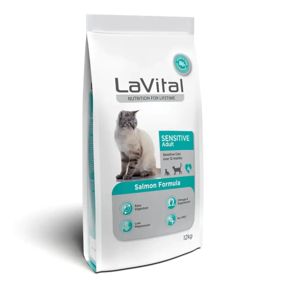 LaVital Sensitive Hassas Sindirim Sistemine Sahip Kediler için Somonlu Yetişkin Kedi Maması 12kg
