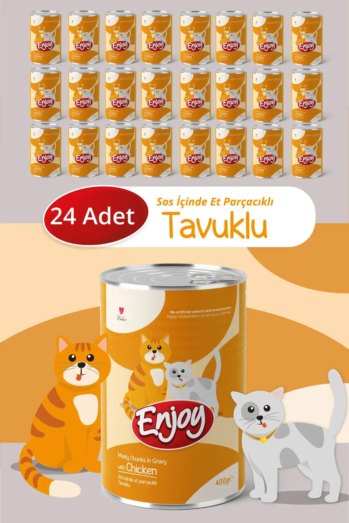 Enjoy Tavuklu Kedi Konservesi Sos İçinde Et Parçacıklı 400 Gr x24