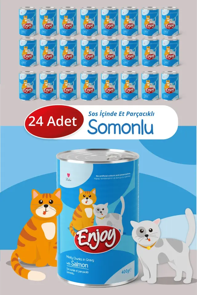 Enjoy Somonlu Kedi Konservesi Sos İçinde Et Parçacıklı 400 Gr x24