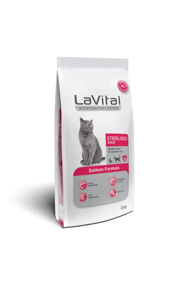 LaVital Kısırlaştırılmış Kuru Kedi Maması (Sterilised Adult) Somonlu 12 KG
