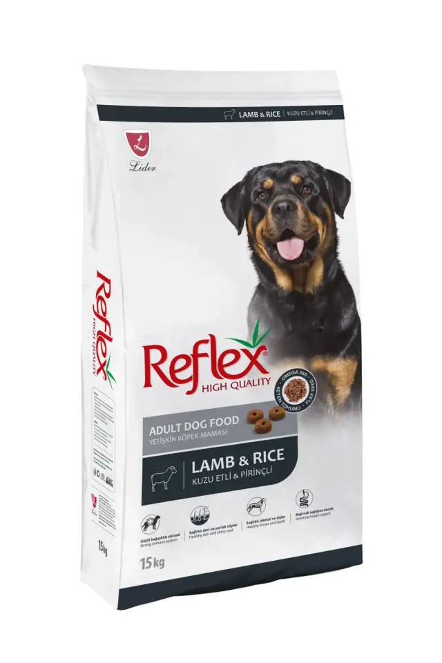Reflex Kuzu Etli ve Pirinçli Yetişkin Köpek Maması 15 kg