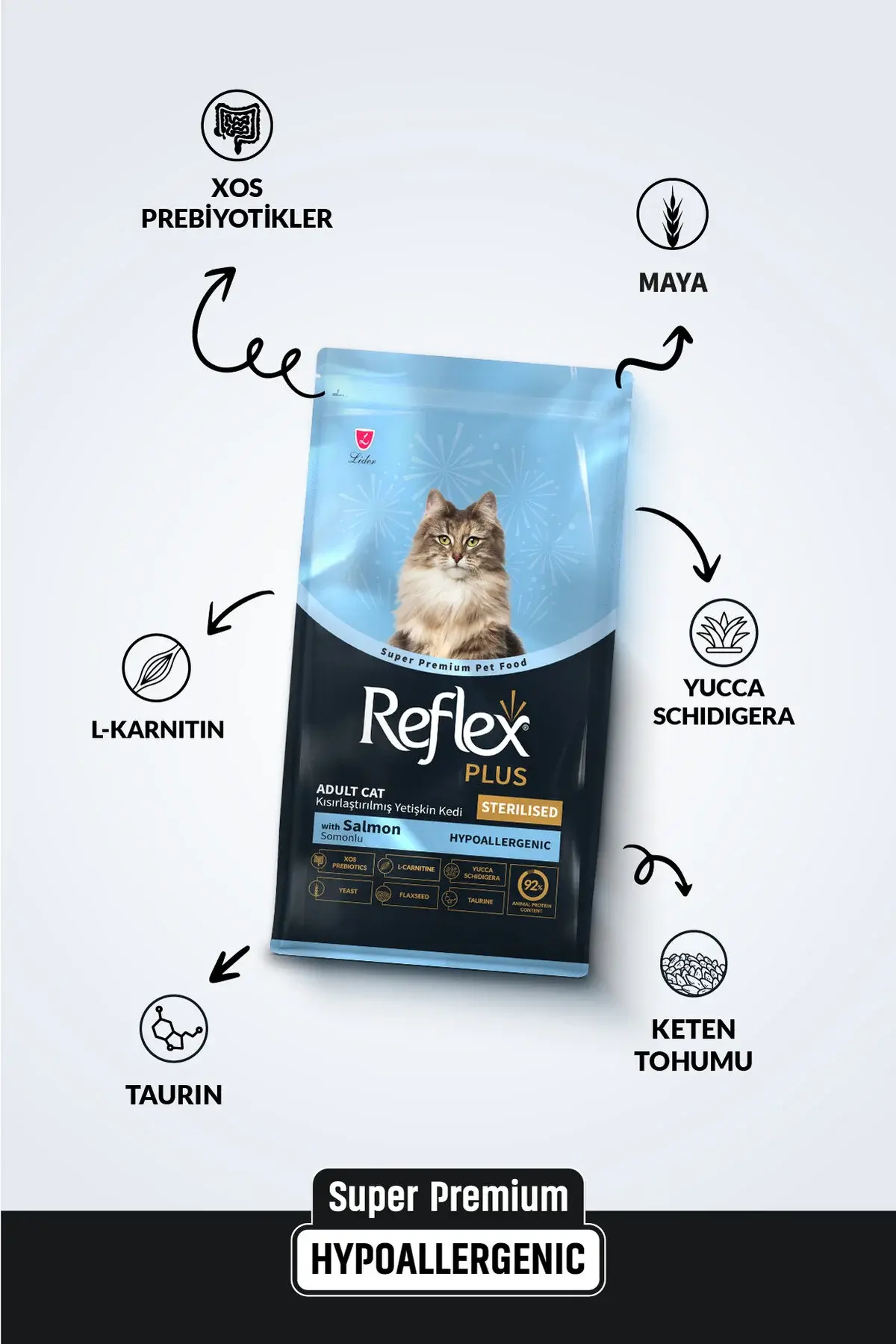 Reflex Plus Hipoalerjenik Kısırlaştırılmış/Sterilised Somonlu Yetişkin Kedi Maması 8 kg