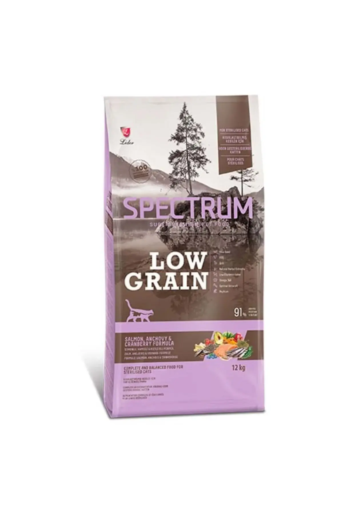 Spectrum Düşük Tahıllı Somonlu Hamsili ve Yaban Mersinli Kısırlaştırılmış Kedi Maması 12 Kg