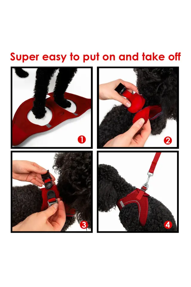 Tailpetz Air-Mesh Küçük ve Orta Irk Kedi Köpek Göğüs Tasması - Yumuşak, Nefes Alabilir, Dayanıklı Kırmızı