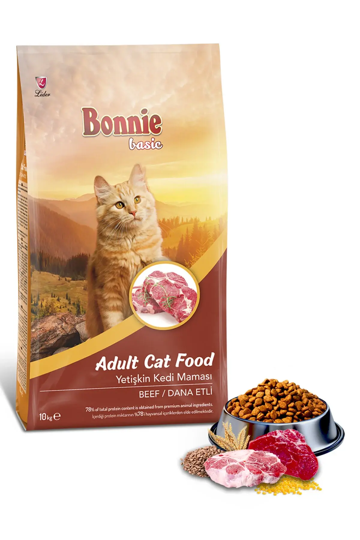 Bonnie Basic Biftekli Yetişkin Kedi Maması 10 Kg