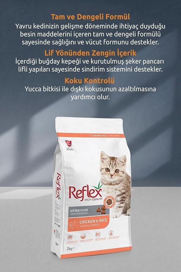 Reflex Kitten Tavuklu Pirinçli Yavru Kedi Maması, 15 kg
