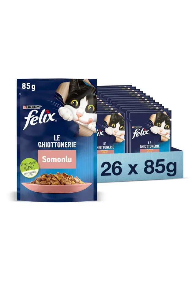 FELIX Somonlu Yaş Kedi Maması 26 Adet X 85 Gr.