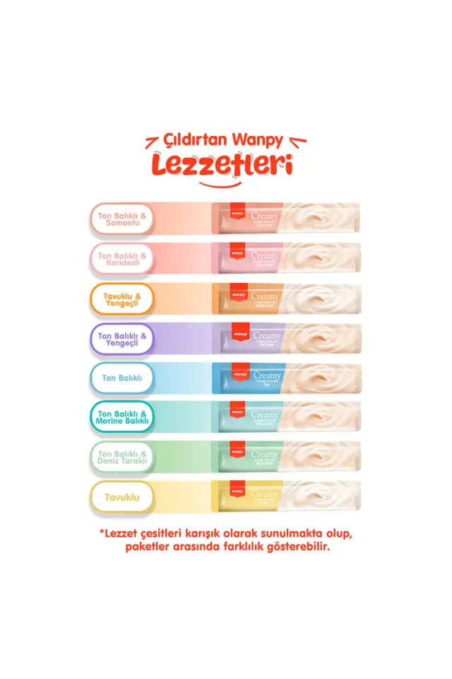 Wanpy Krema Kedi Ödül Maması 14gr (25 Adet) (Karışık Çeşitli)