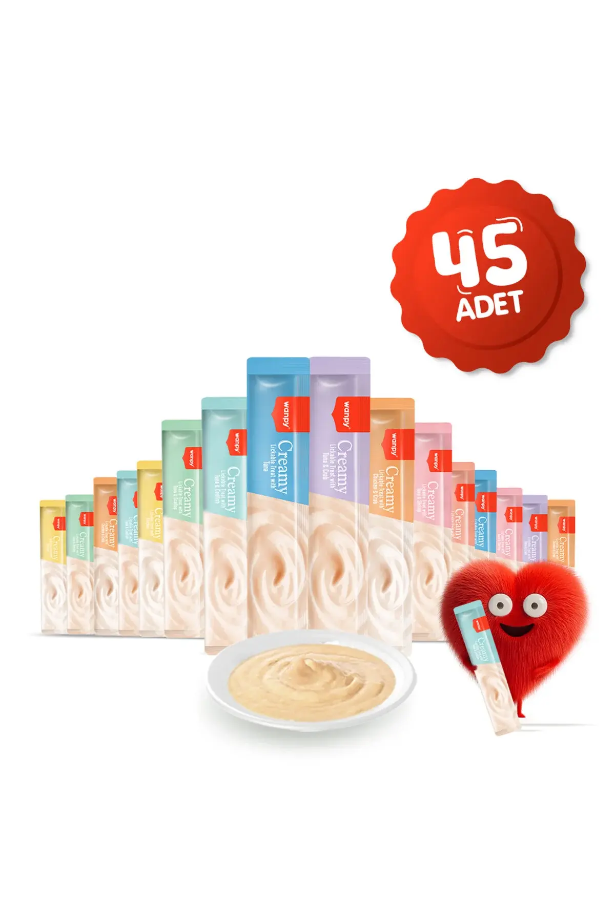 Wanpy Krema Kedi Ödül Maması 14gr (45 Adet) (Karışık Çeşitli)