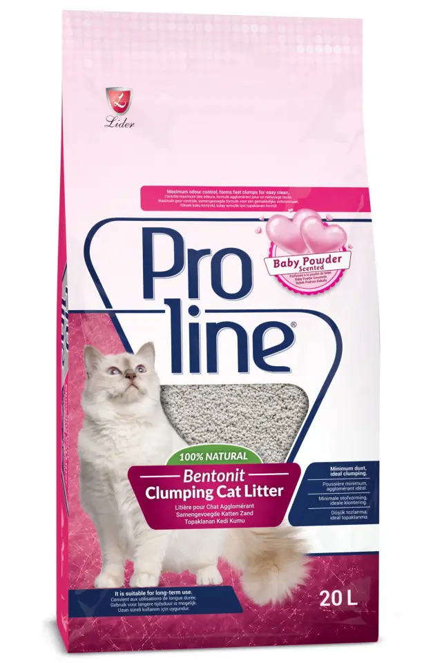 Proline Bebek Pudrası Kokulu Ince Tane Topaklanan Kedi Kumu 10 Lt X 2 Adet