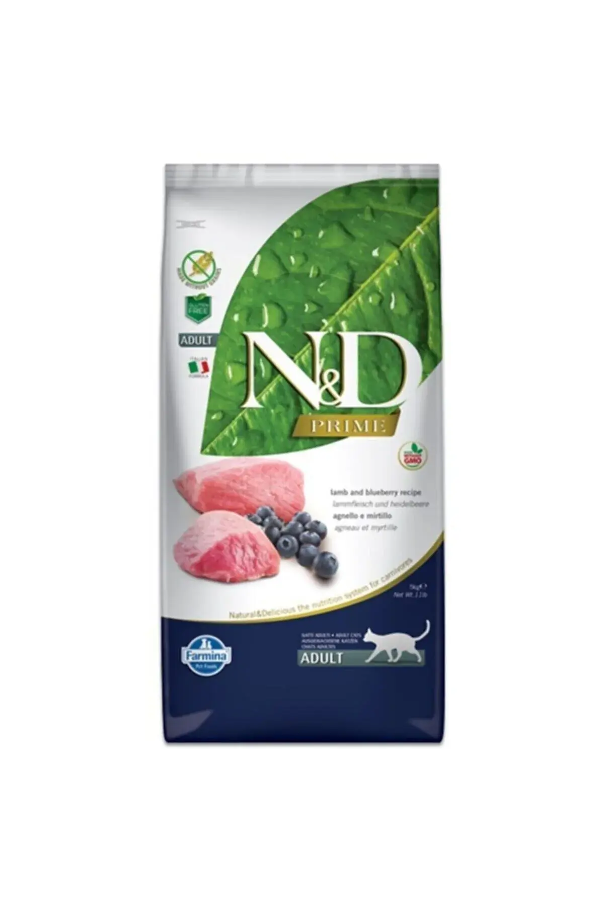 N & D Prime Tahılsız Kuzu Etli Yaban Mersinli Yetişkin Kedi Maması 5 kg